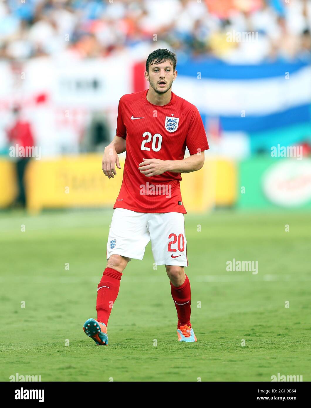 England's Adam Lallana in action during the international friendly soccer match between England and Honduras at Sun Life Stadium in Miami, Florida on June 7, 2014. Pic David Klein. Stock Photo