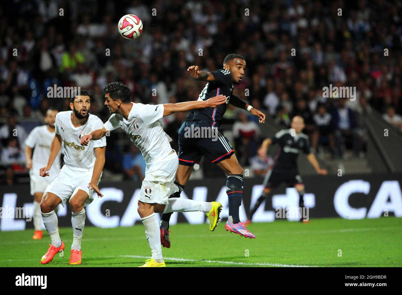 Alexandre Lacazette in action during the UEFA Europa League football match between Lyon and Astra at the Gerland Stadium in Lyon, France on August 21, 2014. Photo : Jean Paul Thomas  Icon Sport Stock Photo