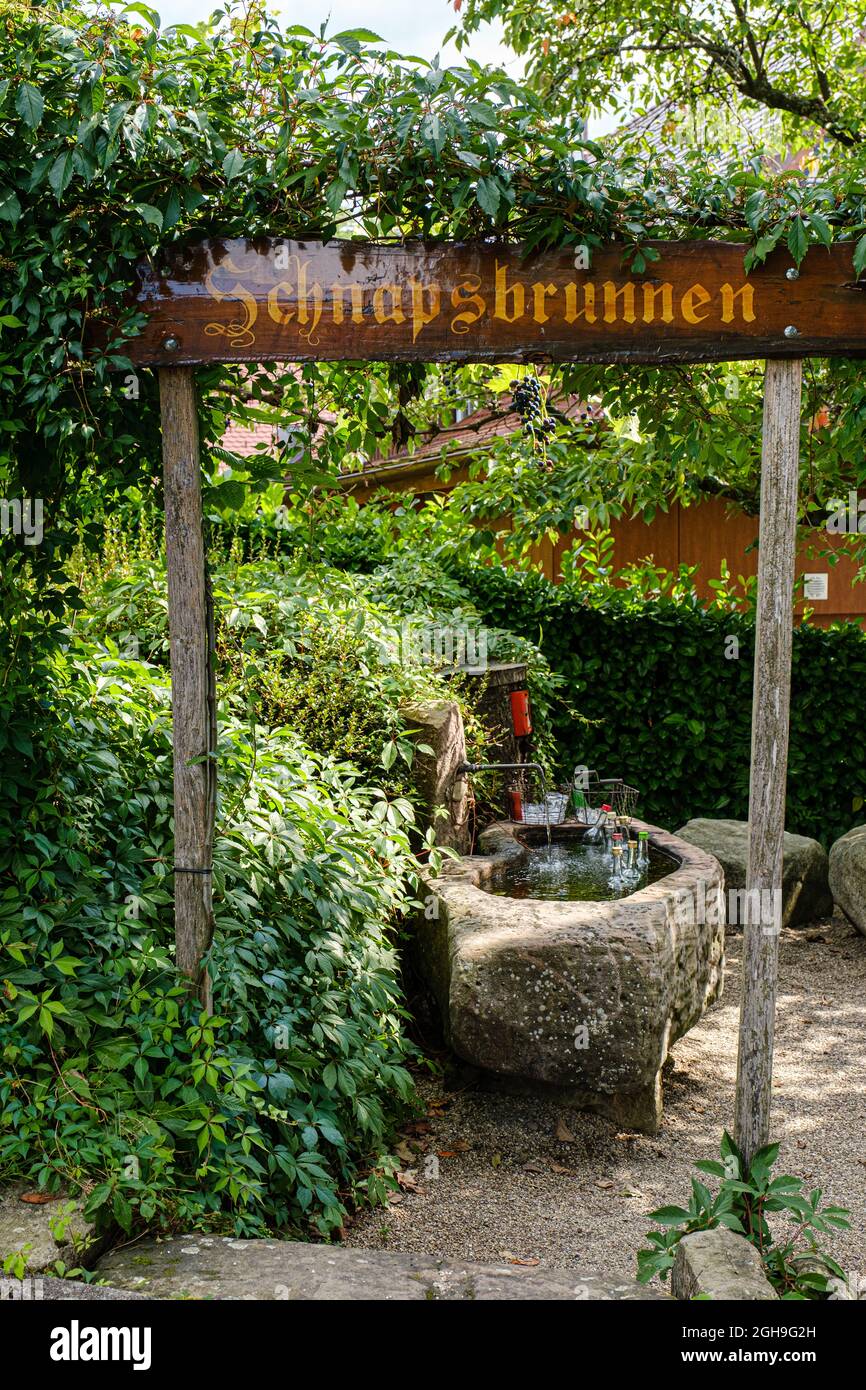 City Schnapsbrunnen in Sasbachwalden, Black Forest Stock Photo