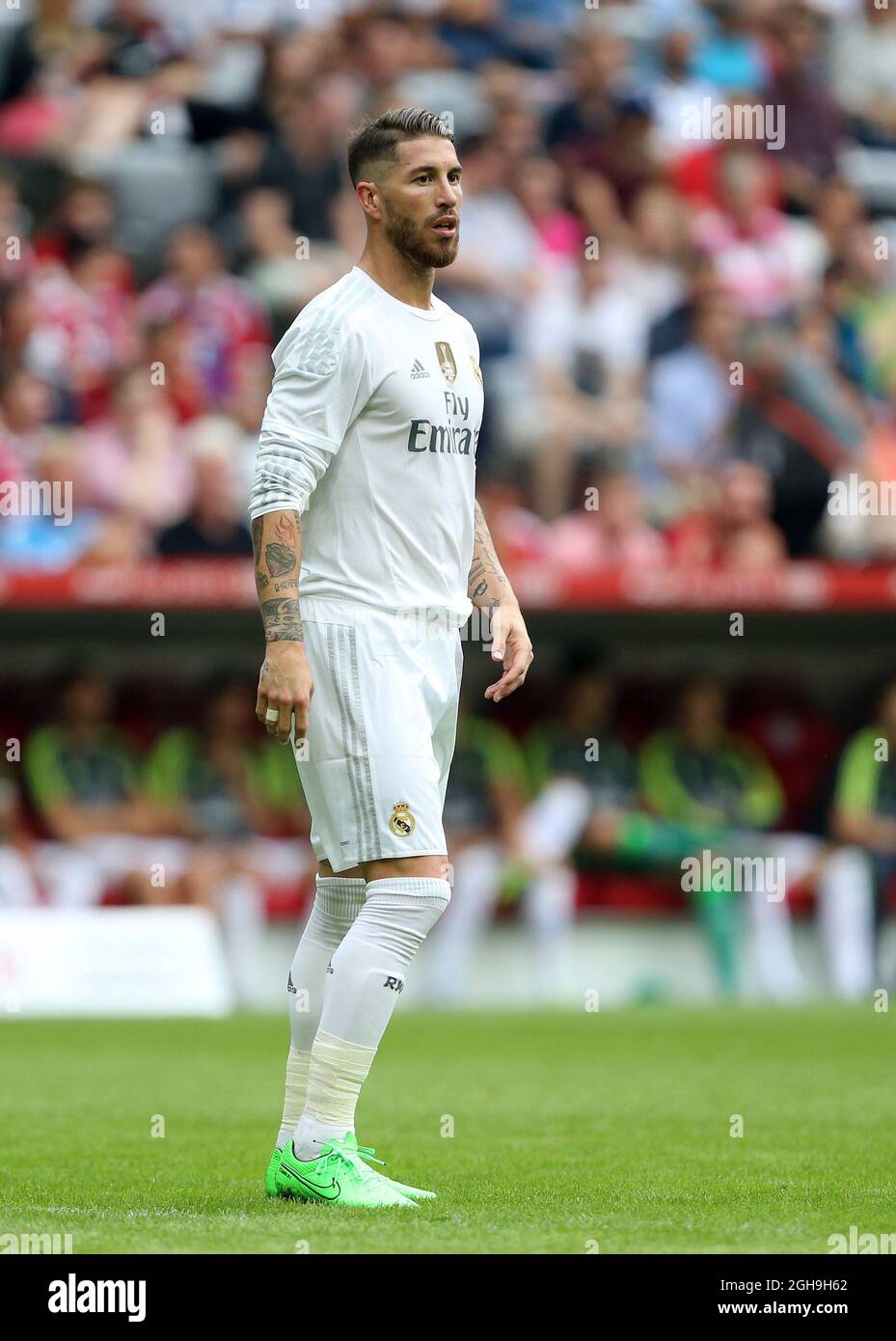 Image Aug 4 15 Munich United Kingdom Real Madrid S Sergio Ramos In Action Audi Cup Real Madrid Vs Tottenham Hotspur Allianz Arena Munich Germany 4th August 15 Stock Photo Alamy