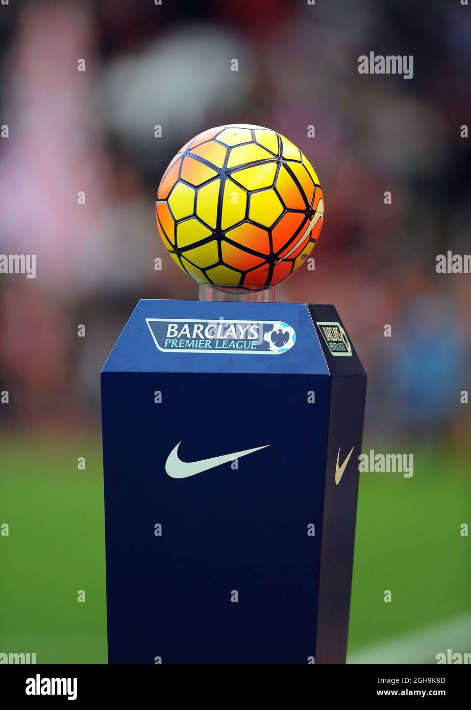 Image #: 40485112 Oct. 25, 2015 - Liverpool, United Kingdom - The new White  and Red Nike Ordem 3 Barclays Premier League match ball for the 2015-16  Season.- Barclays Premier League -