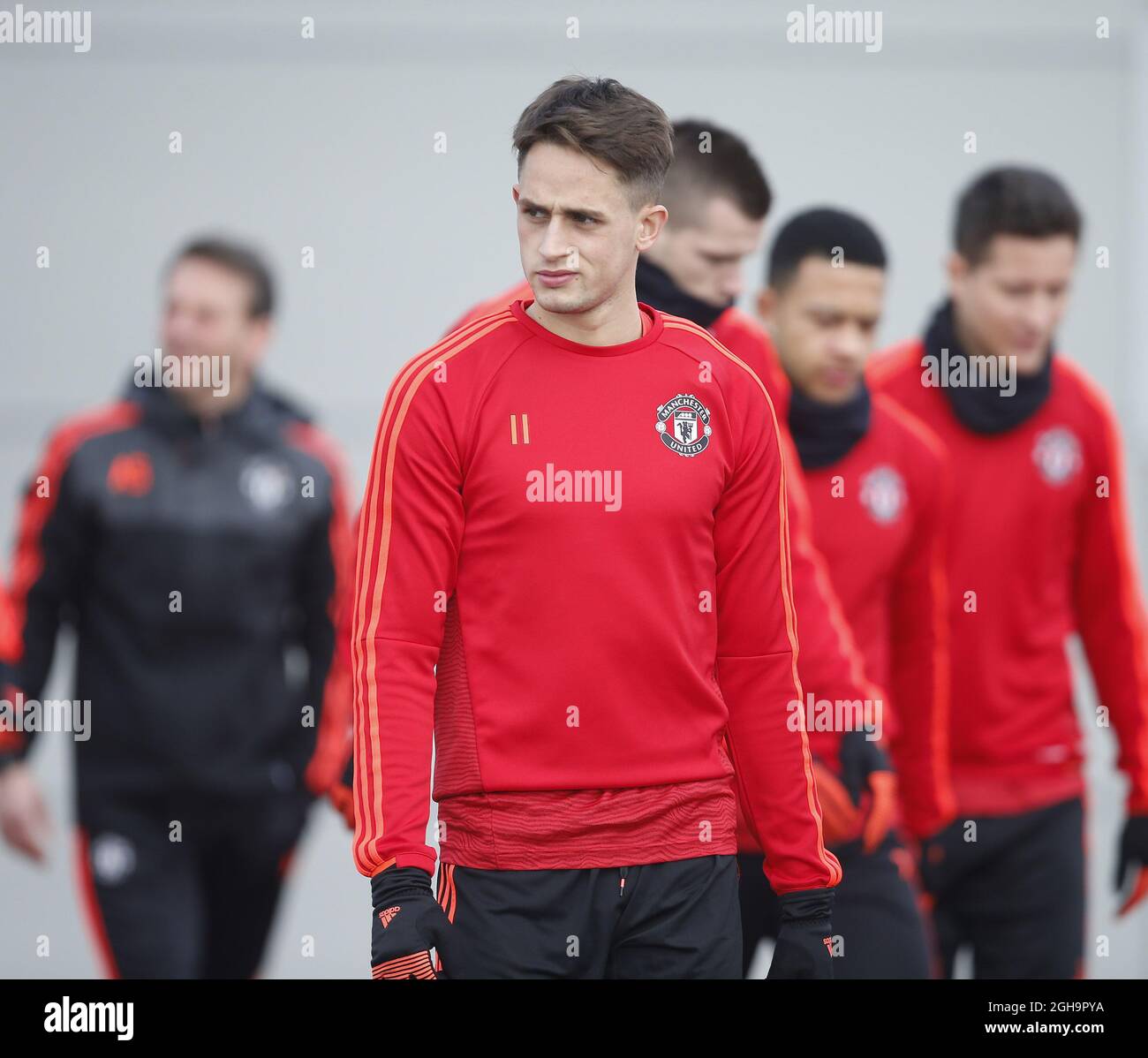 Adnan Januzaj of Manchester United during the UEFA Europa League training at the AON Carrington training complex. Photo credit should read: Philip Oldham/Sportimage via PA Images Stock Photo