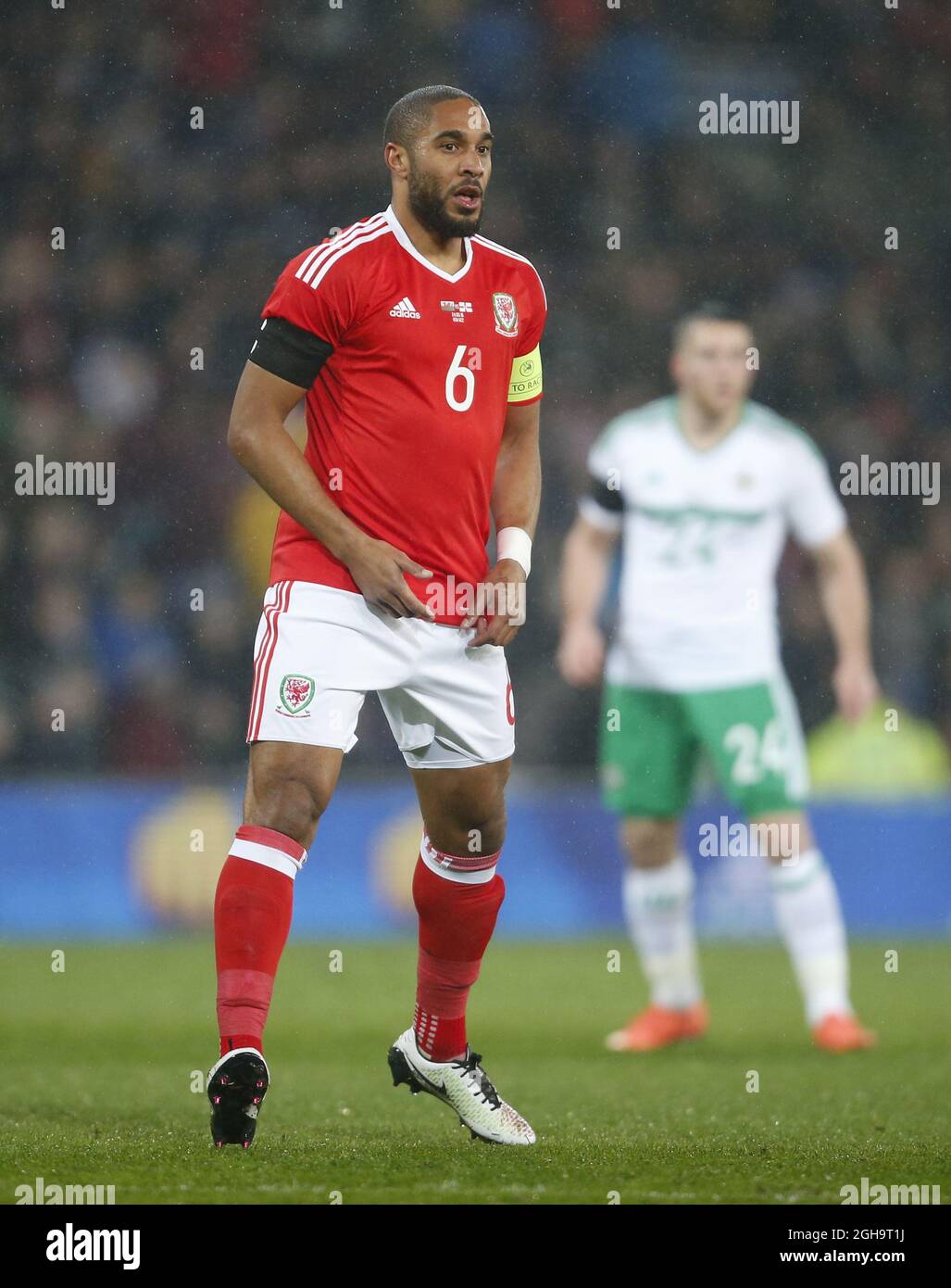 Ashley Williams of Wales during the international friendly match at the  Cardiff City Stadium. Photo credit should read: Philip Oldham/Sportimage  via PA Images Stock Photo - Alamy