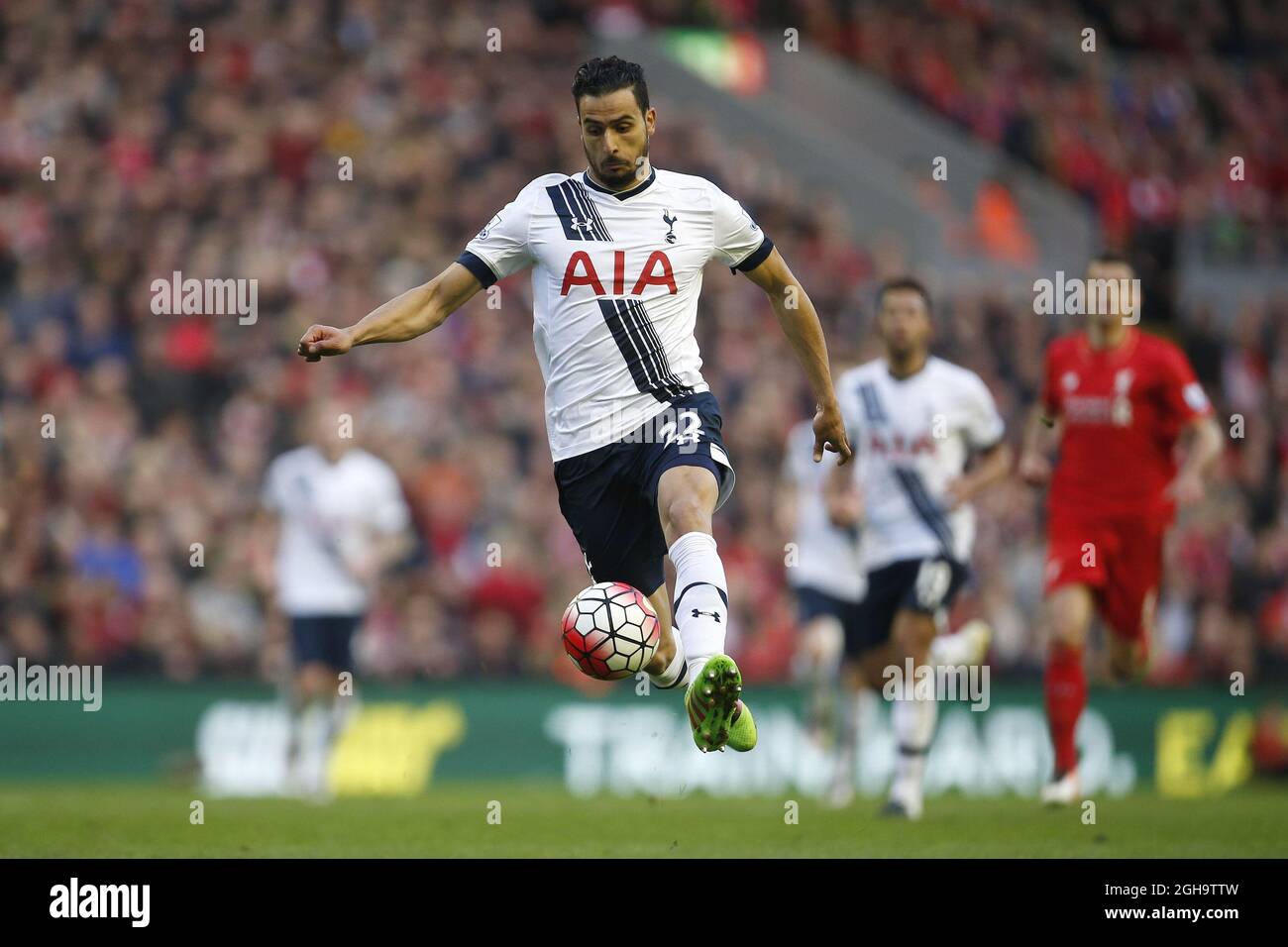 Tottenham's Nacer Chadli during the Barclays Premier League match at the Anfield. Photo credit should read: Philip Oldham/Sportimage via PA Images Stock Photo