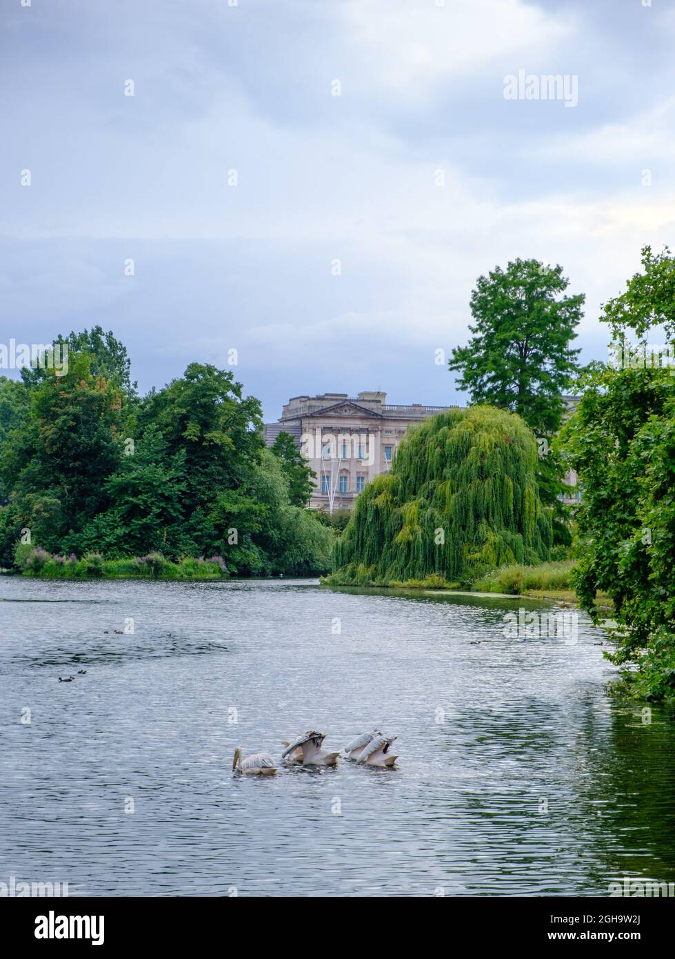 Romantic view of St James's Park in London on a cloudy afternoon Stock