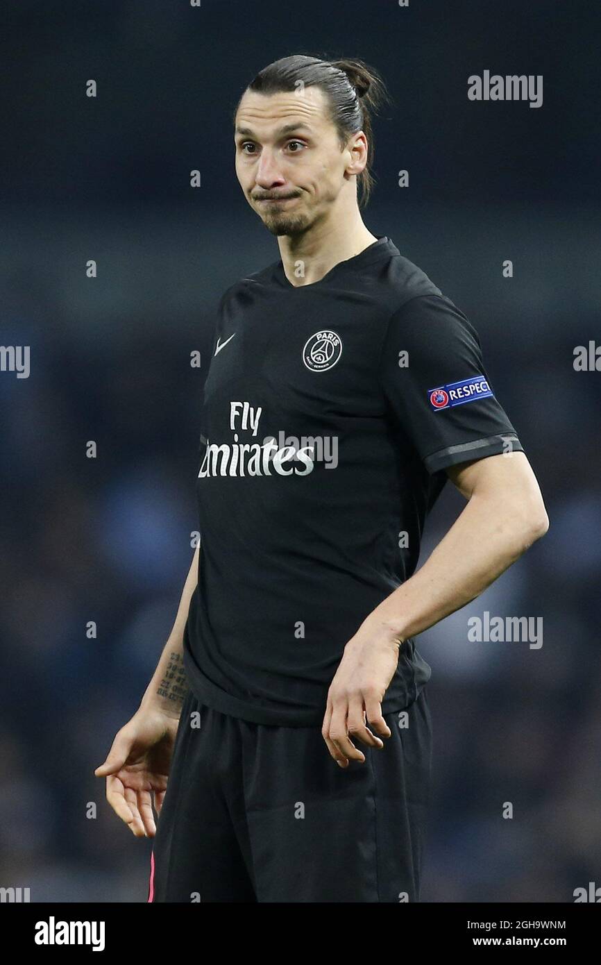 Zlatan Ibrahimovic of PSG dejected during the UEFA Champions League Quarter  Final match at the Etihad Stadium. Photo credit should read: Philip  Oldham/Sportimage via PA Images Stock Photo - Alamy
