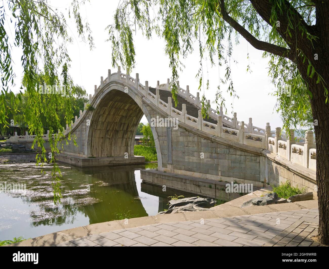 Located in the east of Kunming Lake, the East Causeway starts from Wenchang Tower (Wenchang Ge) in the north, and ends at the Xiuyi Bridge in the sout Stock Photo
