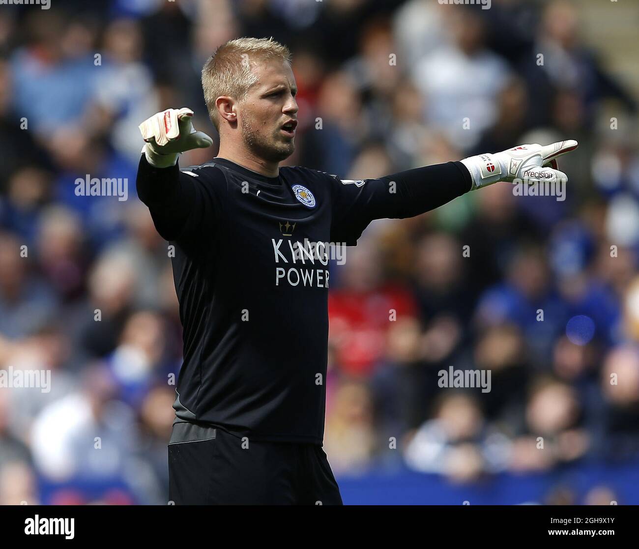 Kasper Schmeichel of Leicester City during the Barclays Premier League match at The King Power Stadium.  Photo credit should read: Simon Bellis/Sportimage via PA Images Stock Photo