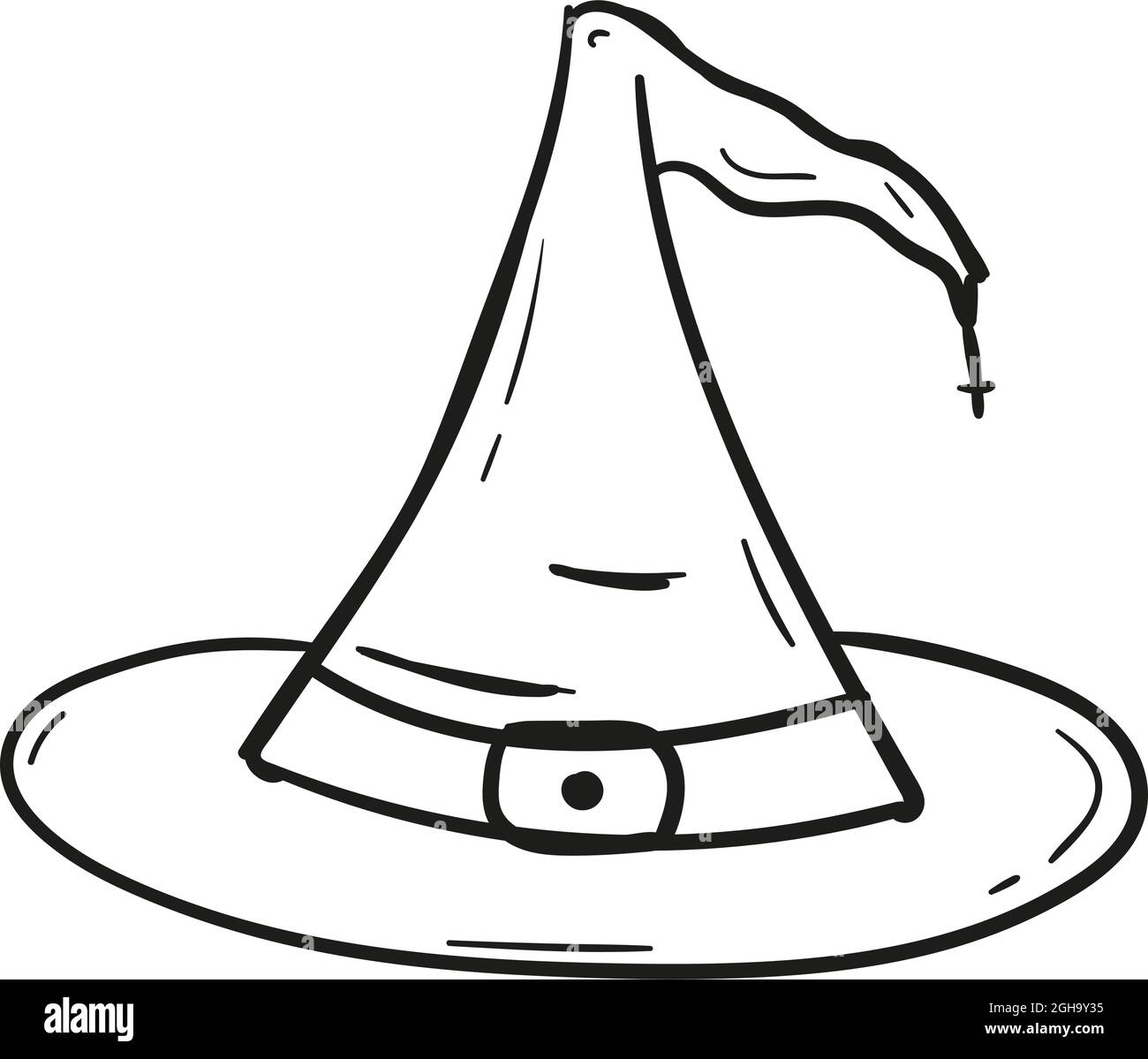 Hand drawn witch hat icon in doodle style isolated. Stock Vector