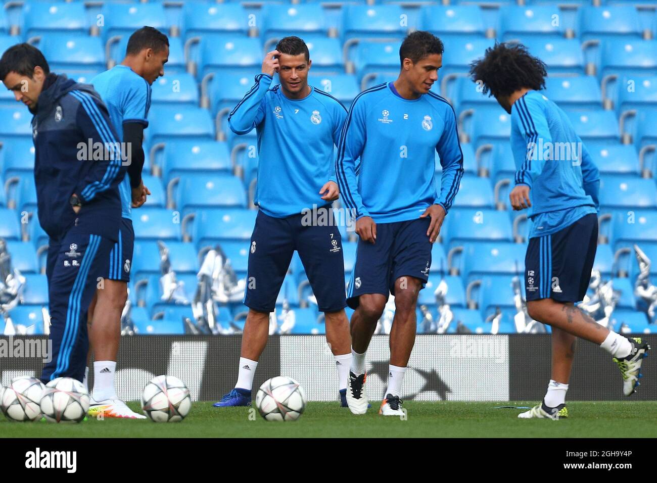 Cristiano Ronaldo of Real Madrid scratches his head during the