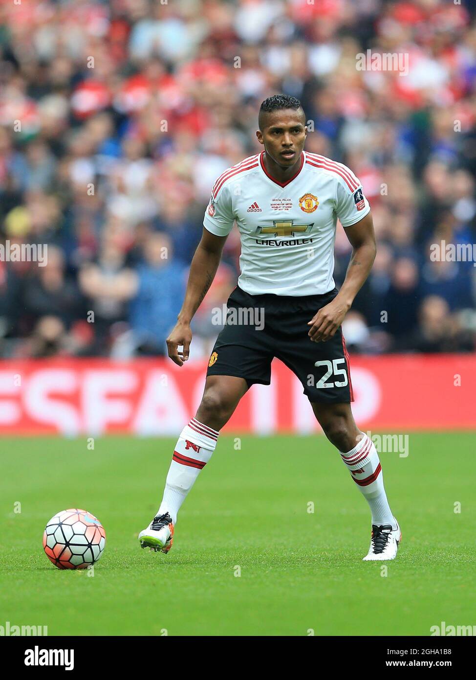 Manchester United's Antonio Valencia in action during the Emirates FA Cup Final match at Wembley Stadium.  Photo credit should read: David Klein/Sportimage via PA Images Stock Photo