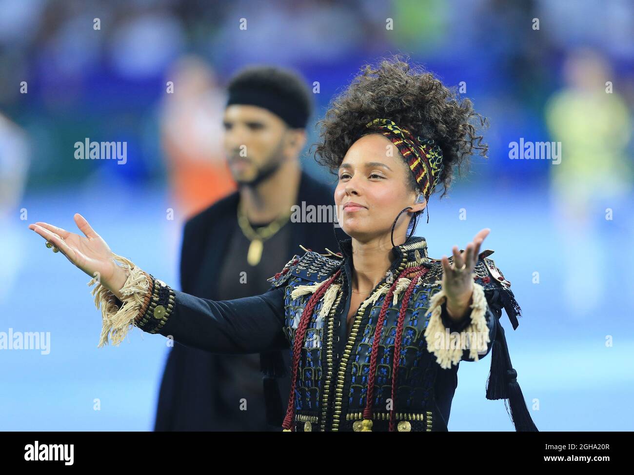 Singer Alicia Keys pre match entertainement during the UEFA Champions ...