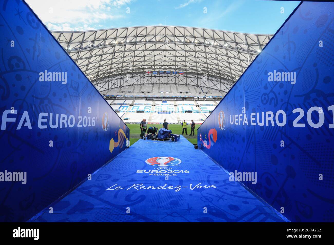 The tunnel leading out to the pitch at the Stade Velodrome, Marseille. Picture date June 10th, 2016 Pic David Klein/Sportimage via PA Images Stock Photo