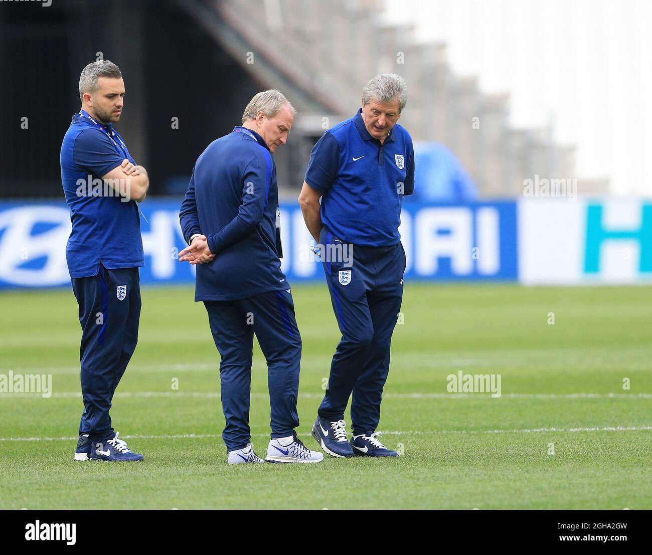 Englandâ€™s Roy Hodgson looks at the pitch during the walkaround the UEFA European Championship 2016 match at the Stade Velodrome, Marseille. Picture date June 10th, 2016 Pic David Klein/Sportimage via PA Images Stock Photo