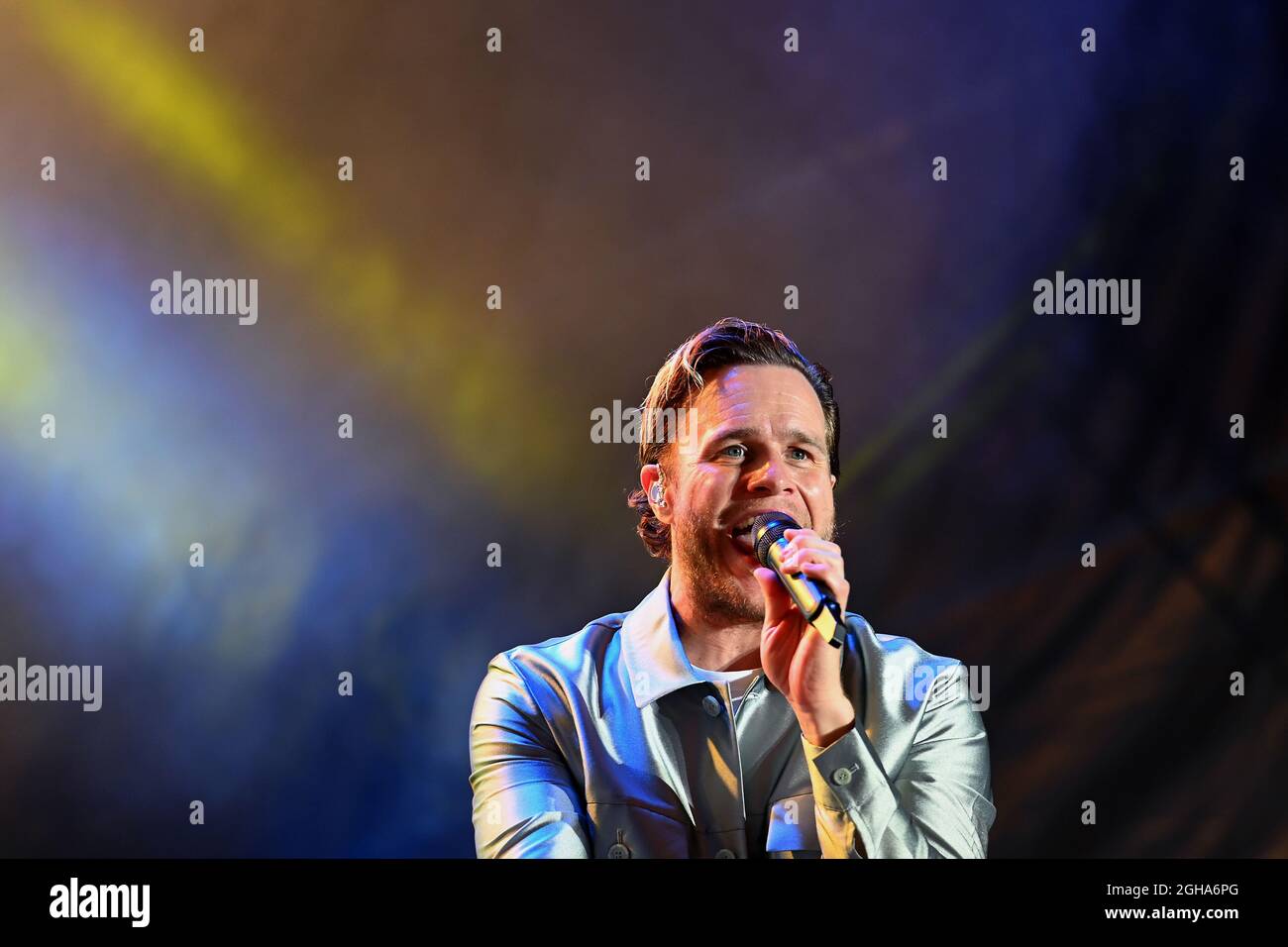 Olly Murs singer on concert stage Telford in September 7th 2021 Stock Photo