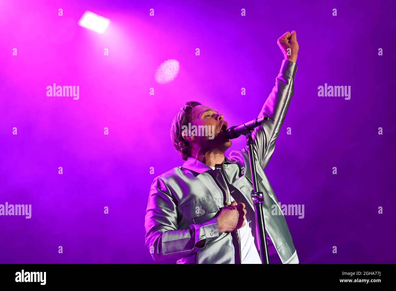 Olly Murs singer on concert stage Telford in September 7th 2021 Stock Photo