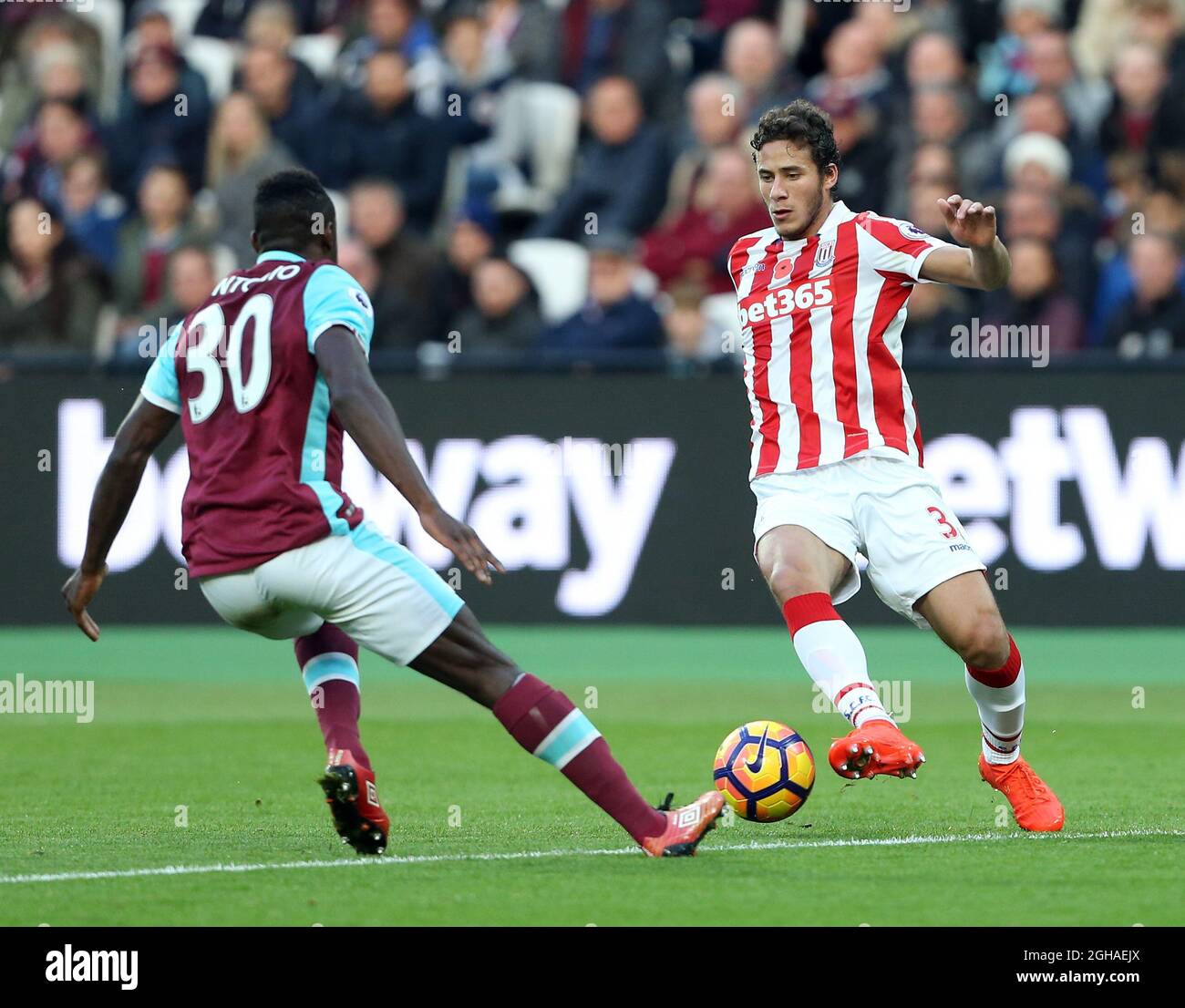 Stoke's Ramadan Sobhi in action during the Premier League match at the London Stadium, London. Picture date November 5th, 2016 Pic David Klein/Sportimage via PA Images Stock Photo