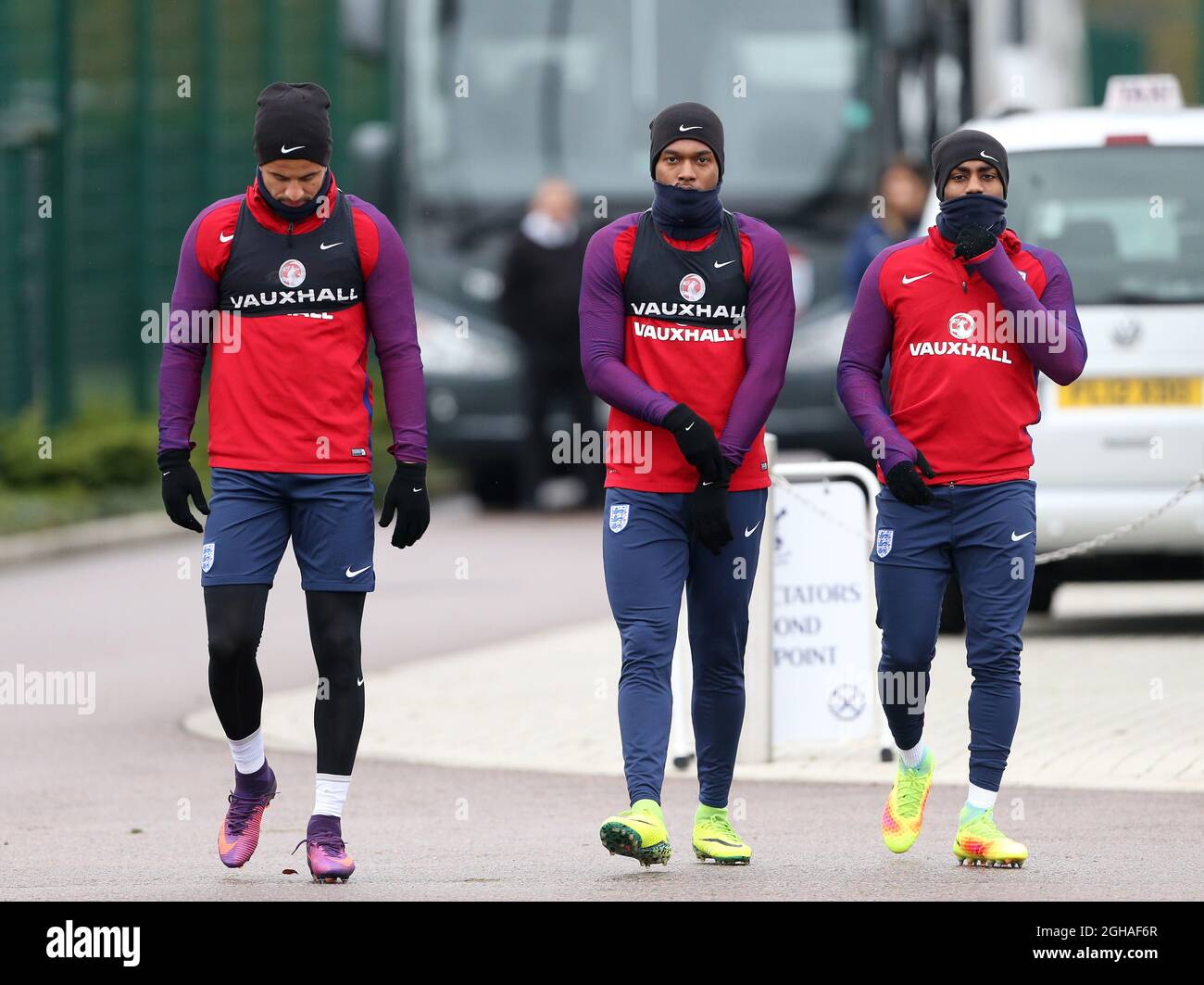 England's Kyle Walker, Daniel Sturridge and Danny Rose during training at Tottenham Hotspur training centre, London. Picture date November 14th, 2016 Pic David Klein/Sportimage via PA Images Stock Photo