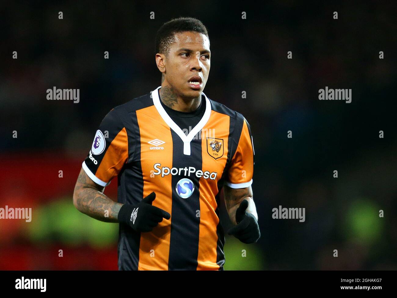 Abel Hernandez of Hull City during the EFL Cup semi final 1st Leg match at Old Trafford Stadium, Manchester. Picture date: January 10th, 2017. Pic credit should read: Matt McNulty/Sportimage via PA Images Stock Photo
