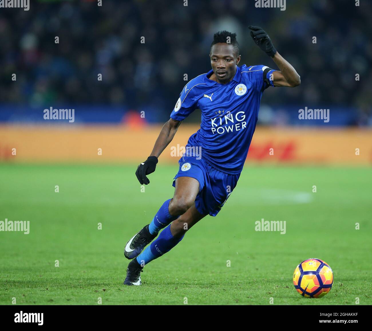 Leicester's Ahmed Musa in action during the Premier League match at the King Power Stadium, Leicester. Picture date January 14th, 2017 Pic David Klein/Sportimage via PA Images Stock Photo