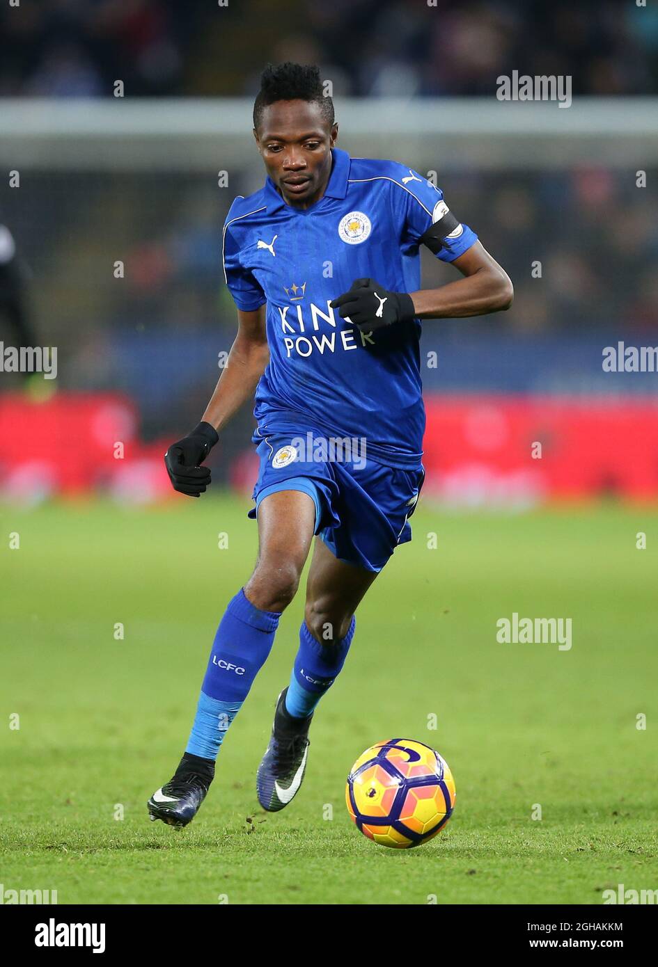 Leicester's Ahmed Musa in action during the Premier League match at the King Power Stadium, Leicester. Picture date January 14th, 2017 Pic David Klein/Sportimage via PA Images Stock Photo