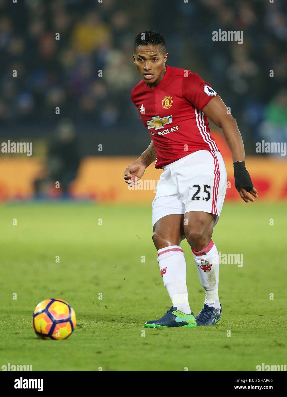 Manchester United's Antonio Valencia in action during the Premier League match at the King Power Stadium, Leicester. Picture date February 5th, 2017 Pic David Klein/Sportimage via PA Images Stock Photo