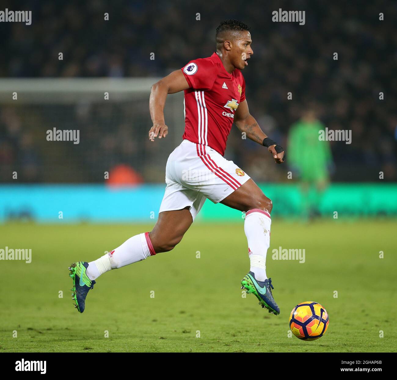 Manchester United's Antonio Valencia in action during the Premier League match at the King Power Stadium, Leicester. Picture date February 5th, 2017 Pic David Klein/Sportimage via PA Images Stock Photo