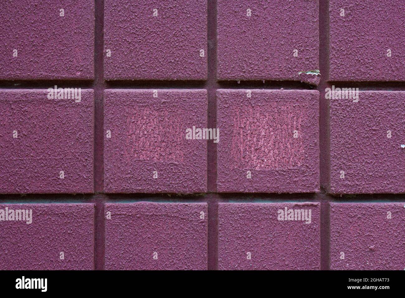 Purple square wall tiles. wall covering material Stock Photo