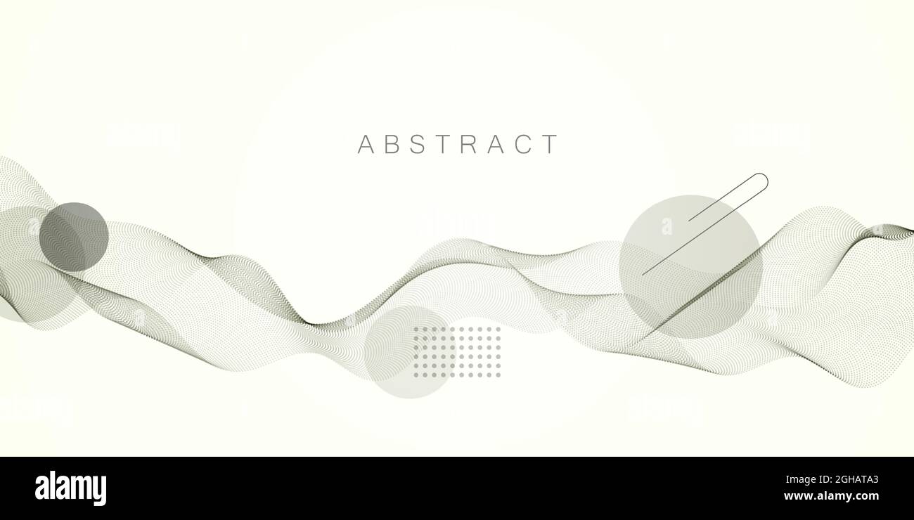 Wave of dynamic particles flows. Beautiful wave array of mixed dots.Abstract vector background. Stock Vector