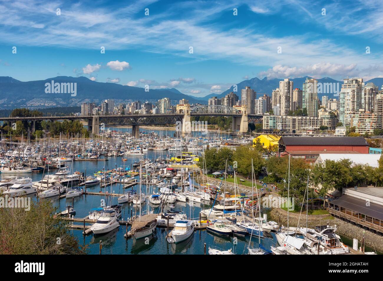 View of Burrard Bridge and False Creek in a Modern City on the West ...