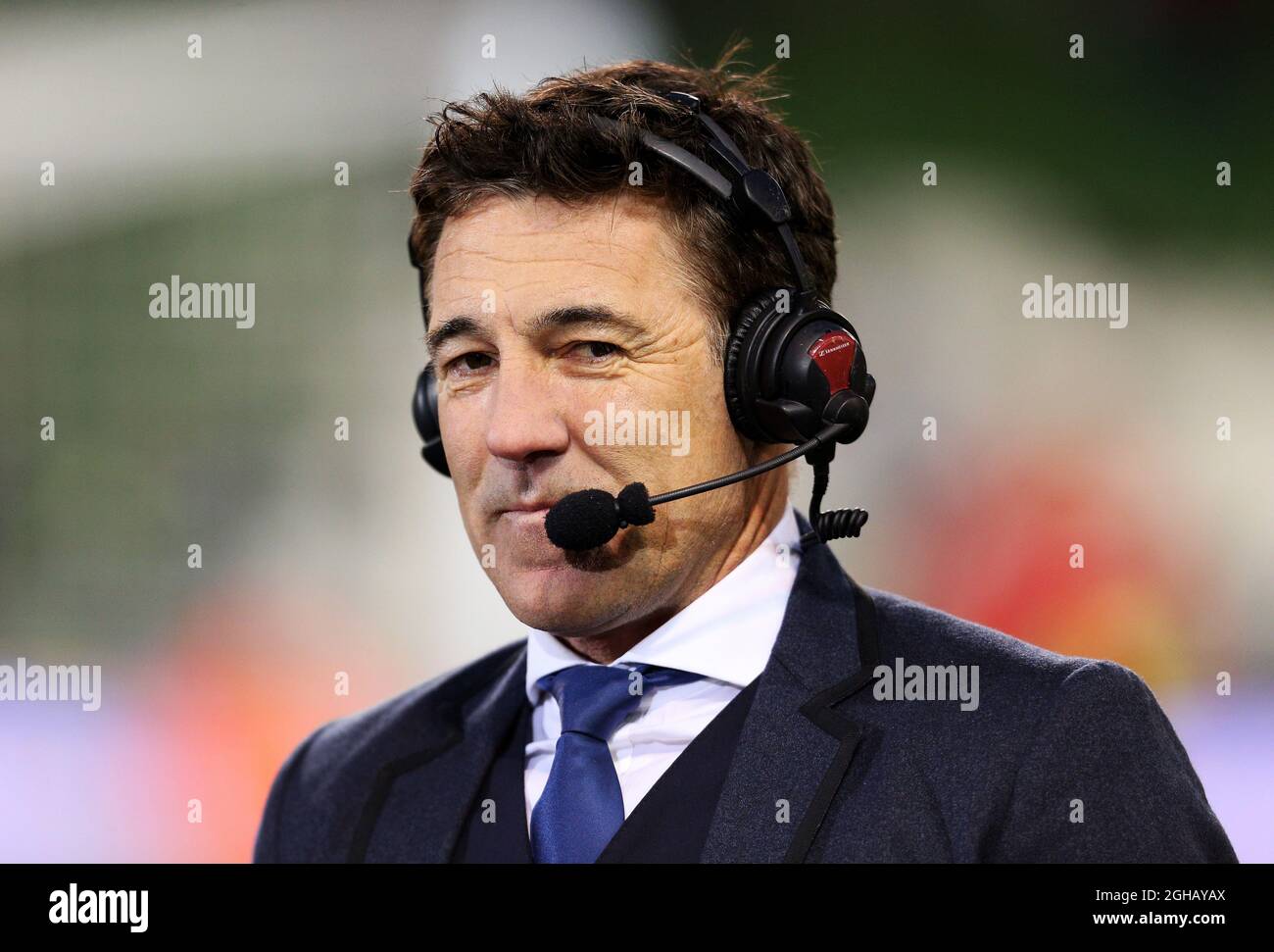 Dean Saunders works for SkySports during the Group D World Cup Qualifier at the Aviva Stadium, Dublin. Picture date: March 24th, 2017. Pic credit should read: Matt McNulty/Sportimage via PA Images Stock Photo
