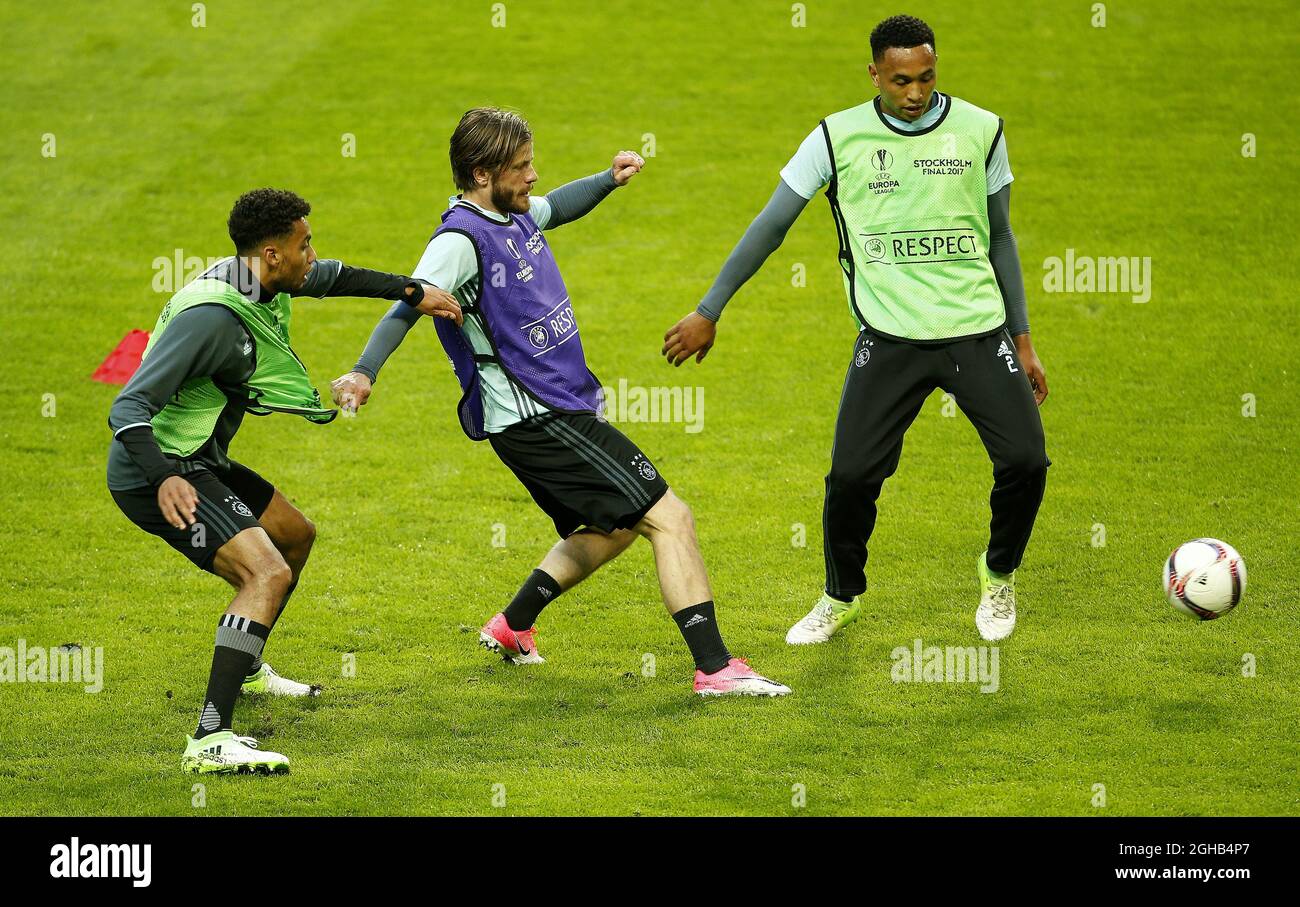 Lasse Schone of Ajax trains ahead of the UEFA Europa League Final at the Friends Arena, Stockholm. Picture date: May 23rd, 2017. Pic credit should read: Matt McNulty/Sportimage via PA Images Stock Photo