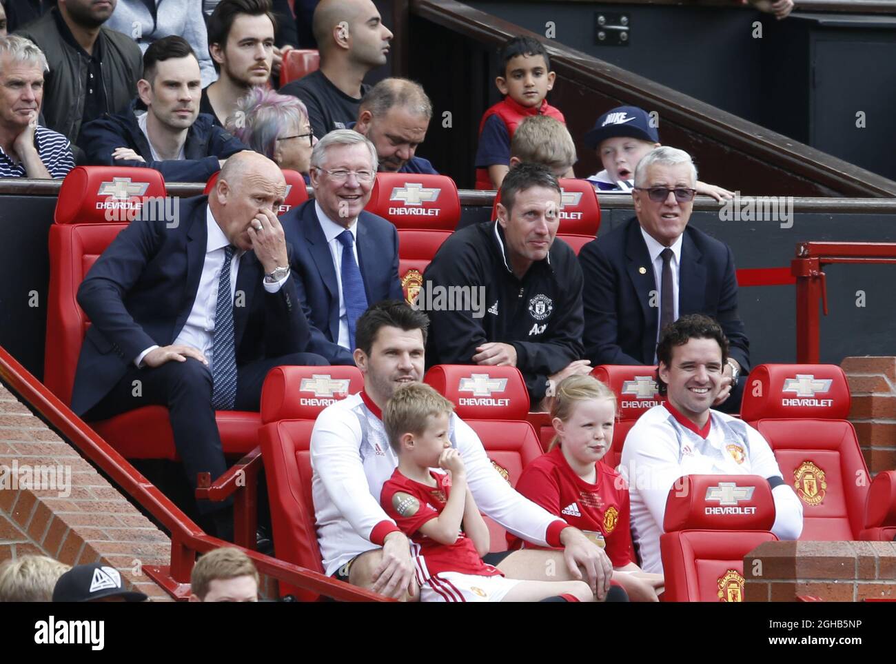 Sir Alex Ferguson back in the managers seat during the Michael Carrick  Testimonial match at the Old Trafford Stadium, Manchester. Picture date:  June 4th 2017. Picture credit should read: Simon Bellis/Sportimage via