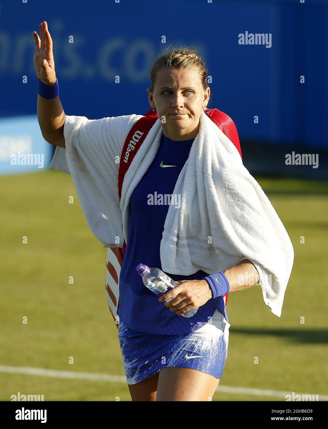 Lucie Safarova of Czech Republic acknowledges the fans after her Semi Final defeat during the AEGON Nottingham Day 6 at the Nottingham Tennis Centre. Picture date: June 16th, 2017. Picture credit should read: Matt McNulty/Sportimage via PA Images Stock Photo