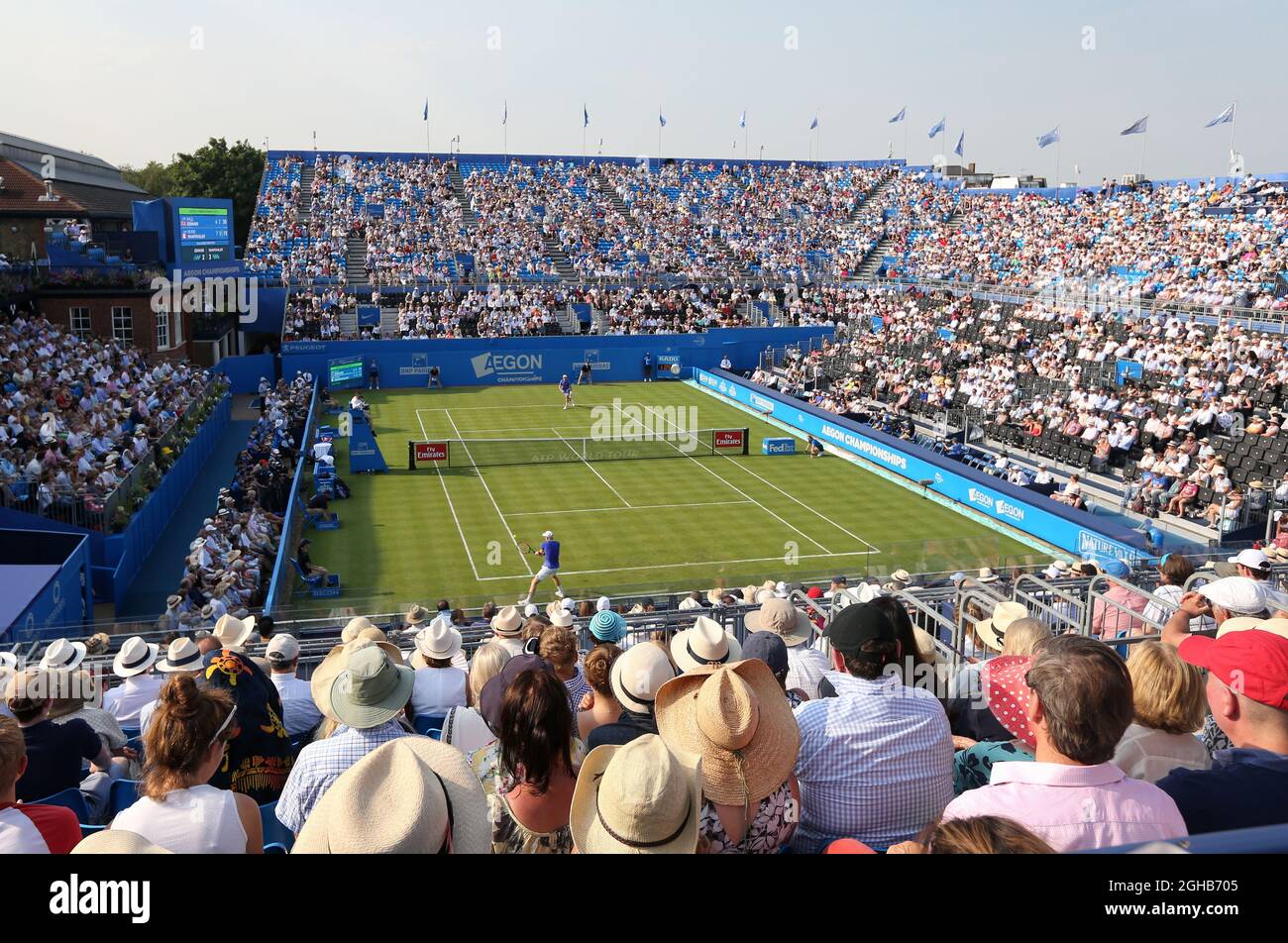 A general view of Queenâ€™s Club during the Aegon Championships at the Queen's Club, London. Picture date 19th June 2017. Picture credit should read: David Klein/Sportimage via PA Images Stock Photo