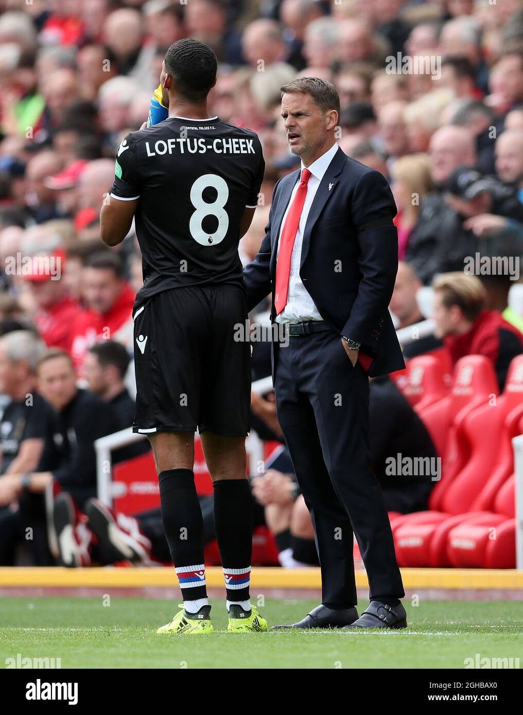 Crystal Palace's Frank De Boer with Ruben Loftus-Cheek during the premier league match at the Anfield Stadium, Liverpool. Picture date 19th August 2017. Picture credit should read: David Klein/Sportimage via PA Images Stock Photo