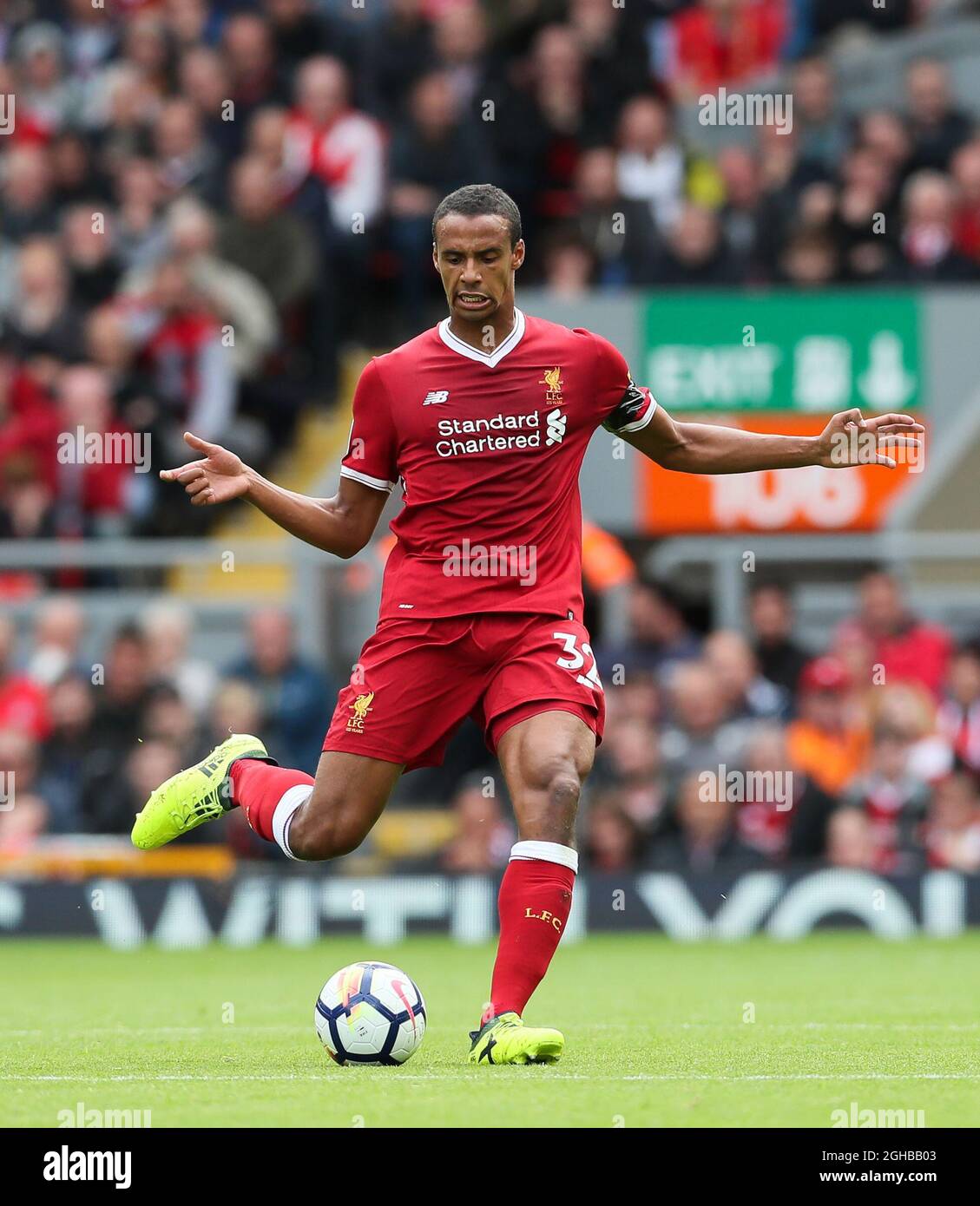 Liverpool's Joel Matip in action during the premier league match at the Anfield Stadium, Liverpool. Picture date 19th August 2017. Picture credit should read: David Klein/Sportimage via PA Images Stock Photo