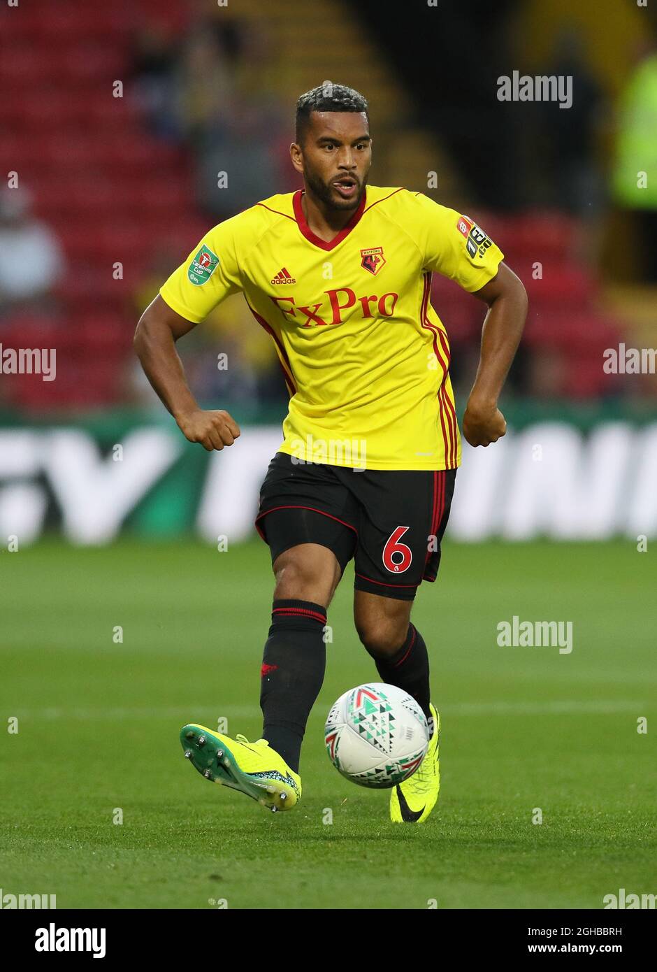 Watford's Adrian Mariappa in action during the Carabao cup match at Vicarage Road Stadium, Watford. Picture date 22nd August 2017. Picture credit should read: David Klein/Sportimage via PA Images Stock Photo