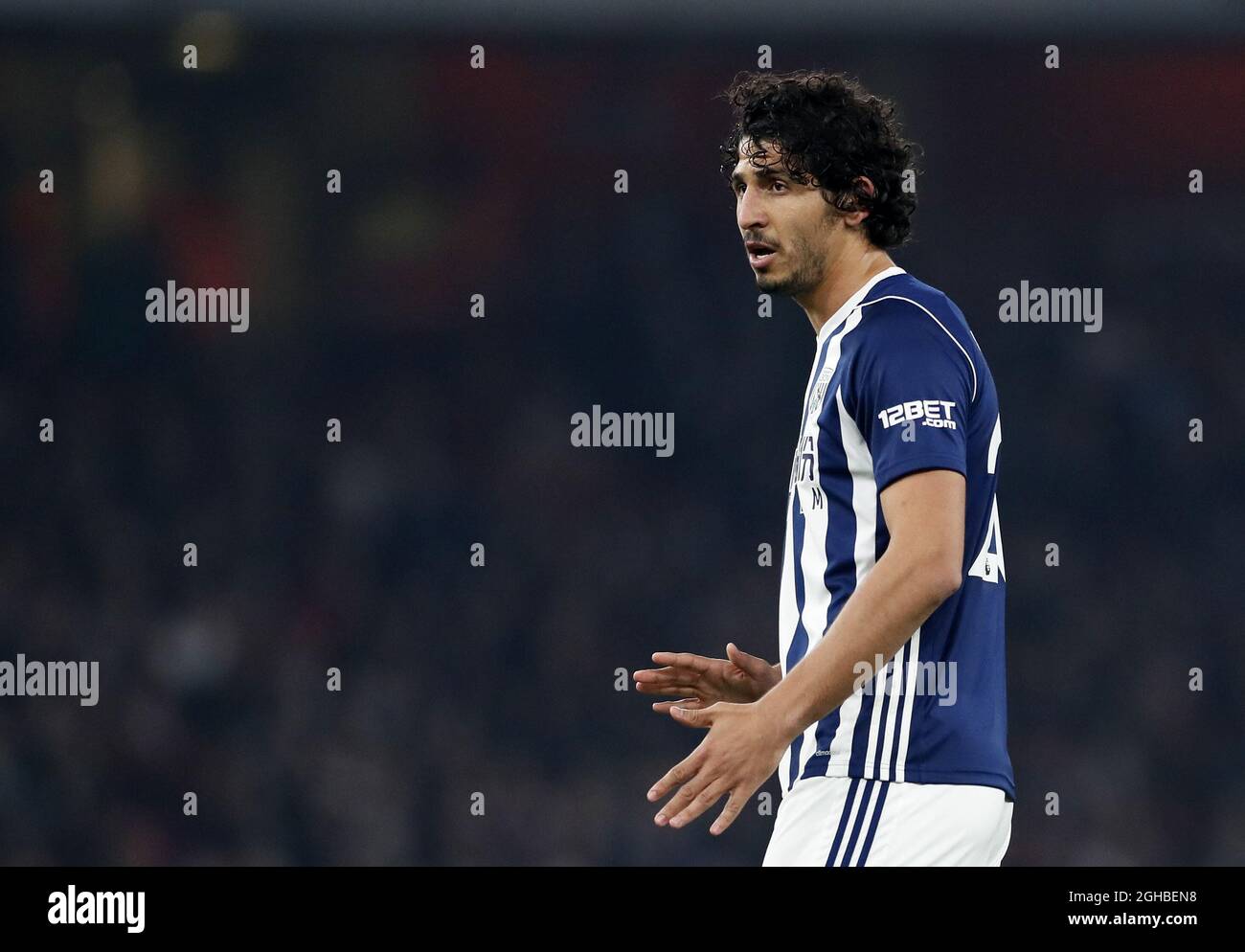West Brom's Ahmed Hegazy in action during the premier league match at the Emirates Stadium, London. Picture date 25th September 2017. Picture credit should read: David Klein/Sportimage via PA Images Stock Photo