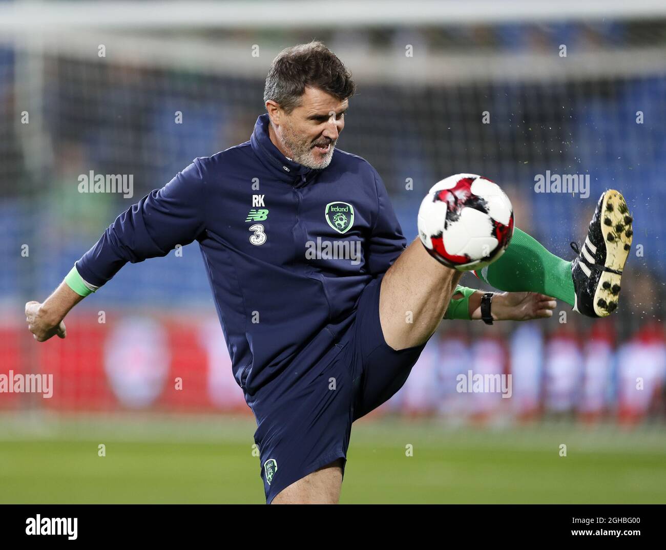 Republic of Ireland's Roy Keane in action during the world cup group D qualifying match at Cardiff City Stadium, Cardiff. Picture date 9th October 2017. Picture credit should read: David Klein/Sportimage via PA Images Stock Photo