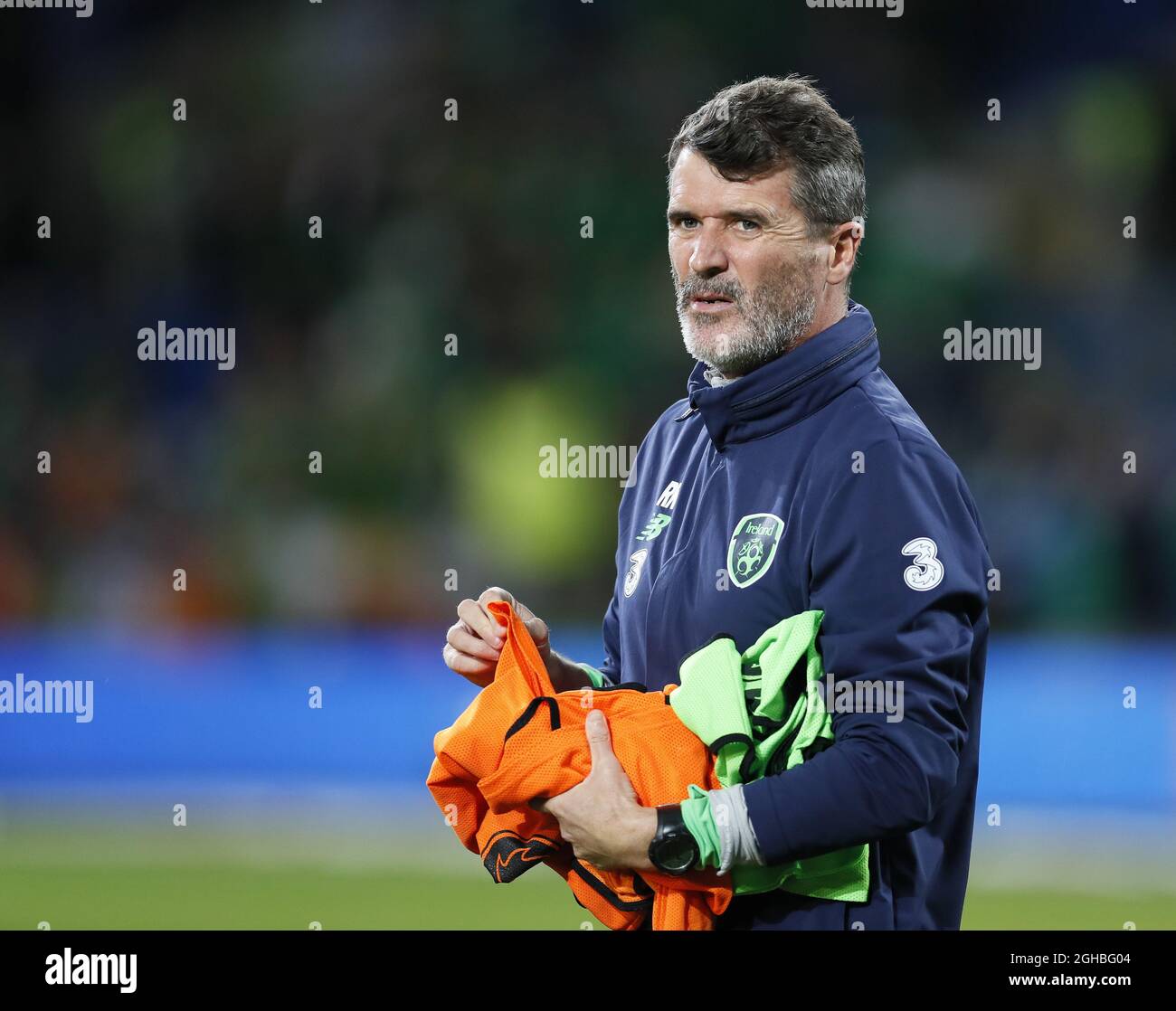 Republic of Ireland's Roy Keane in action during the world cup group D qualifying match at Cardiff City Stadium, Cardiff. Picture date 9th October 2017. Picture credit should read: David Klein/Sportimage via PA Images Stock Photo