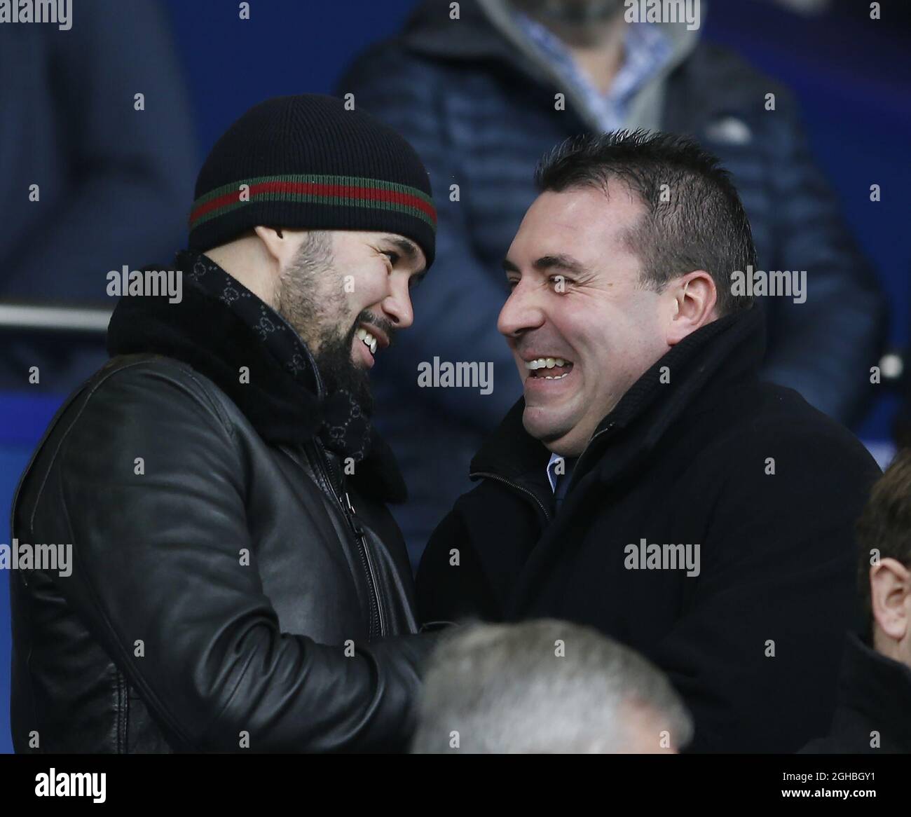 Everton U23 manager David Unsworth with Everton supporting boxer Tony Bellew during the premier league match at the Goodison Park Stadium, Liverpool. Picture date 22nd October 2017. Picture credit should read: Simon Bellis/Sportimage via PA Images Stock Photo
