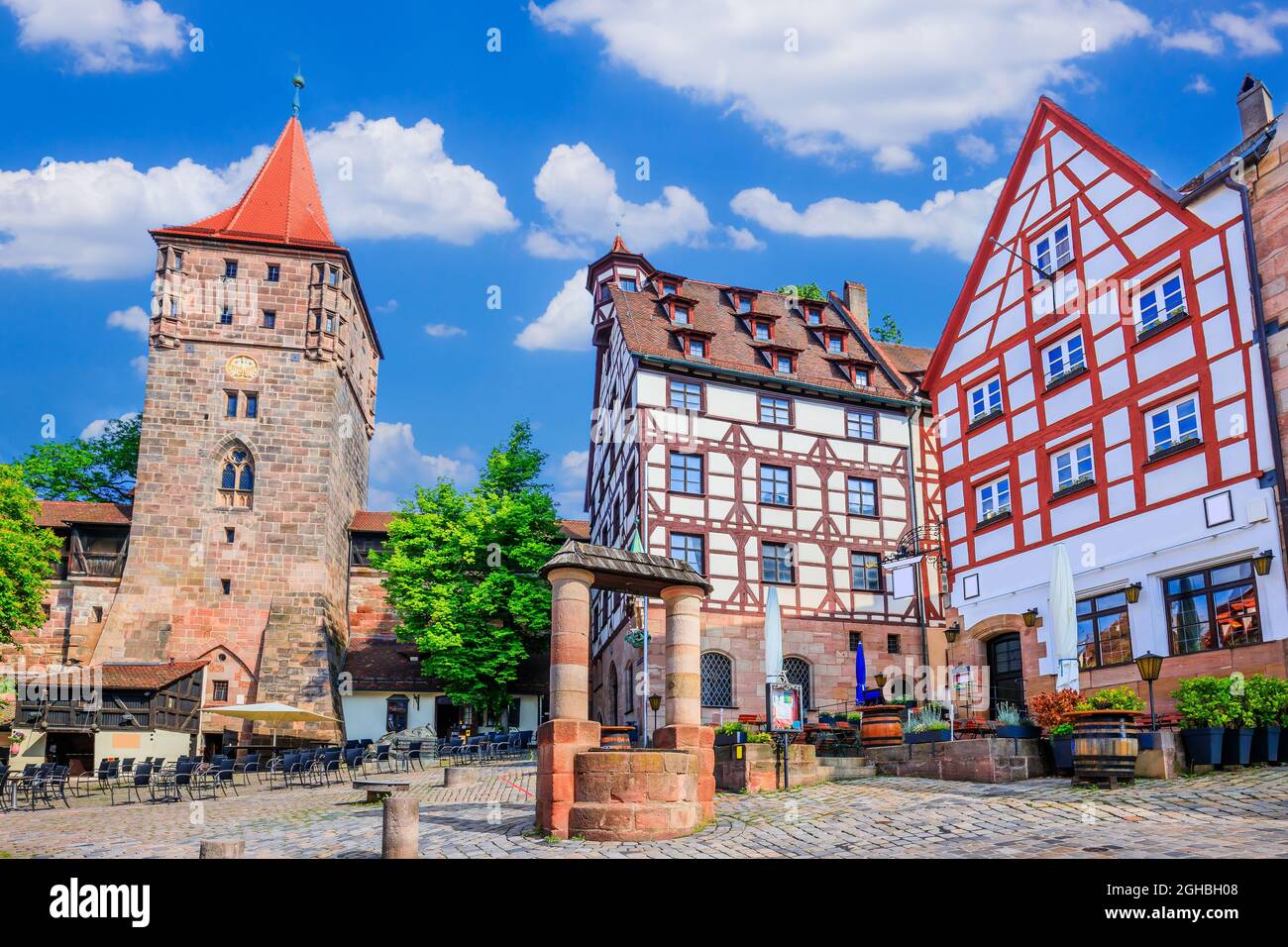 Nuremberg, Germany. Tiergartnertor Square in the old town of Nuremberg, Bavaria. Stock Photo