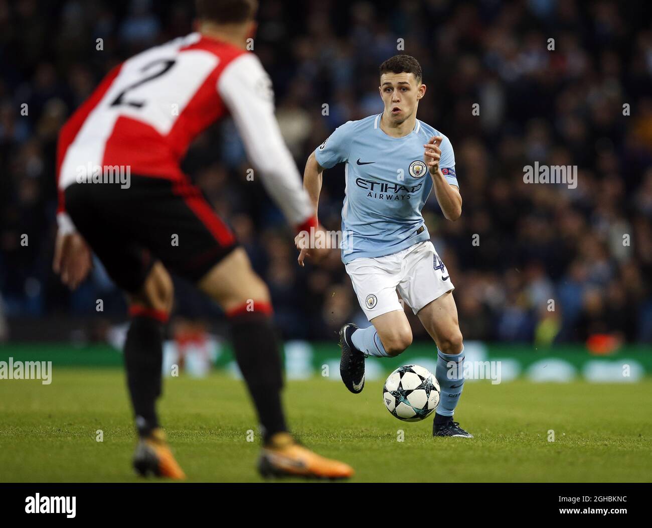 Manchester City's Phil Foden in action during the champions league match at the Etihad Stadium, Manchester. Picture date: 21st November 2017. Picture credit should read: Andrew Yates/Sportimage via PA Images Stock Photo