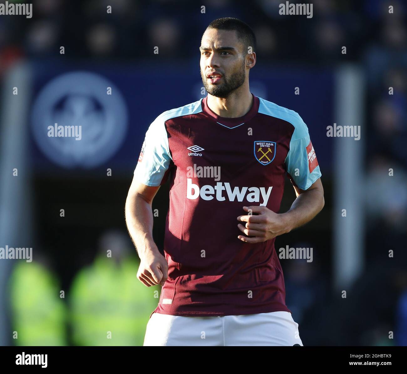 Winston Reid of West Ham United during the FA Cup Third Round match at the  New Gay Meadow Stadium, Shrewsbury. Picture date 7th January 2018. Picture  credit should read: Simon Bellis/Sportimage via