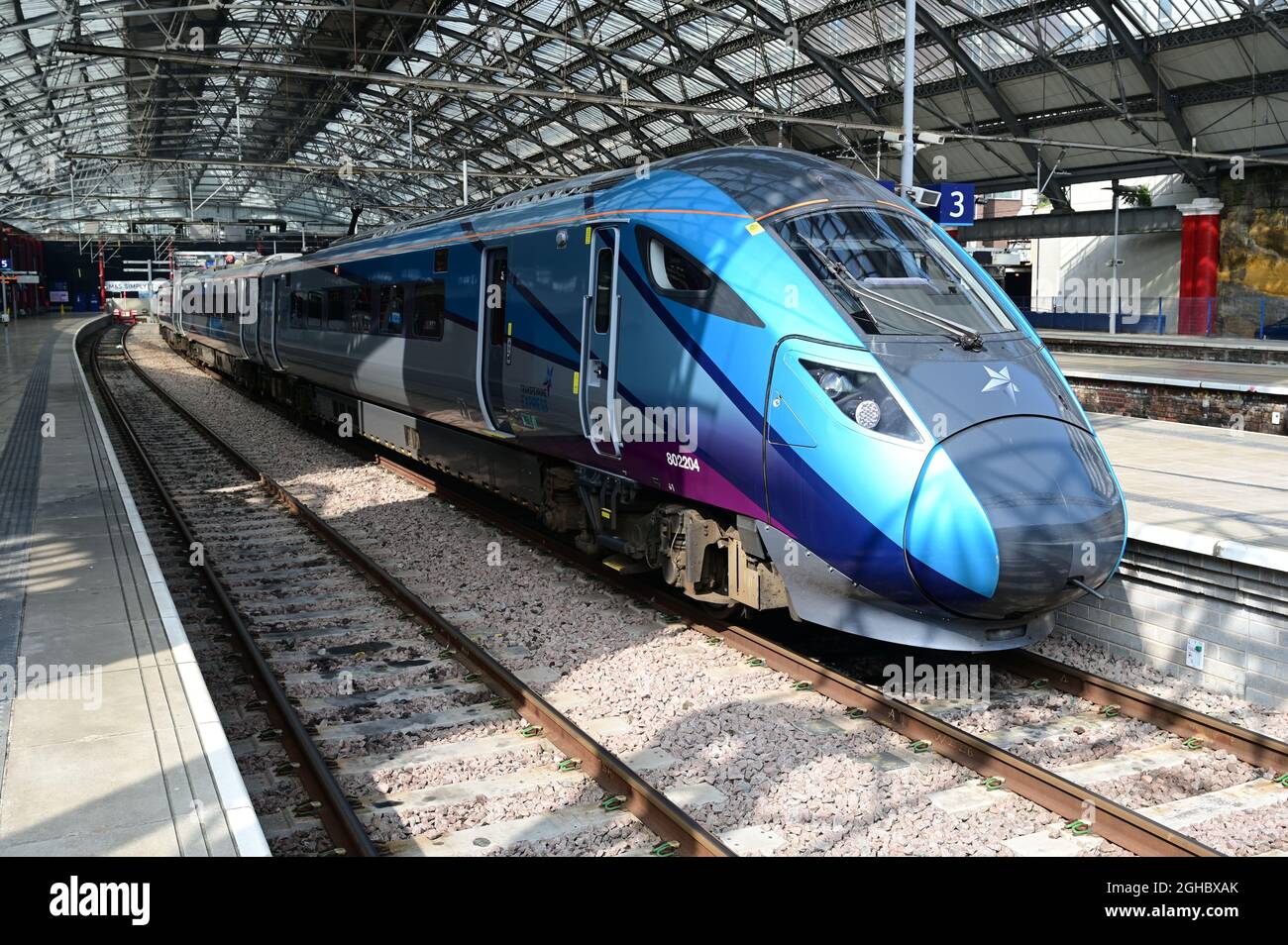 Inside the terminus at Liverpool Lime street station. Stock Photo