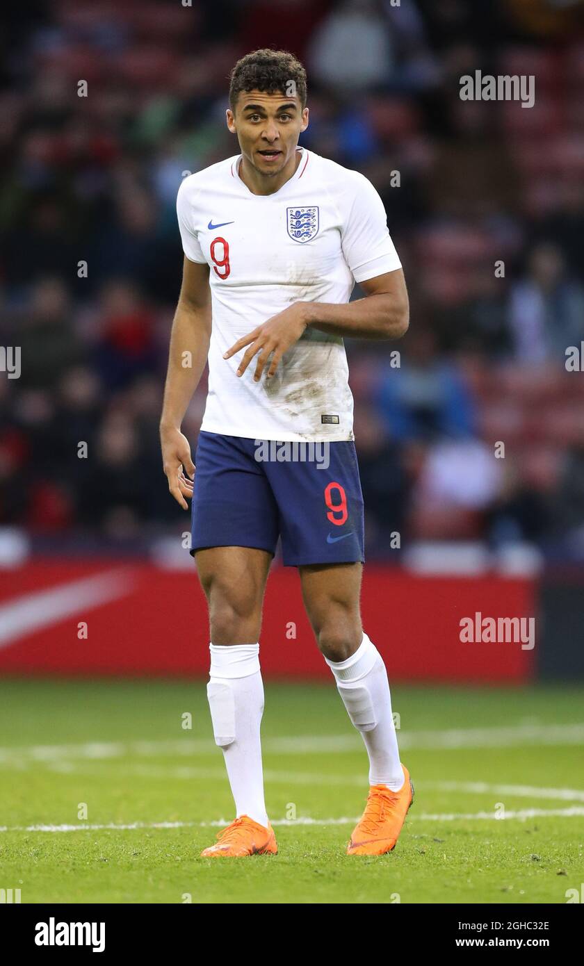 Dominic Calvert Lewin of England during the Euro U21 Qualifying match at  Bramall Lane Stadium, Sheffield. Picture date: 27th March 2018. Picture credit should read: Simon Bellis/Sportimage via PA Images Stock Photo