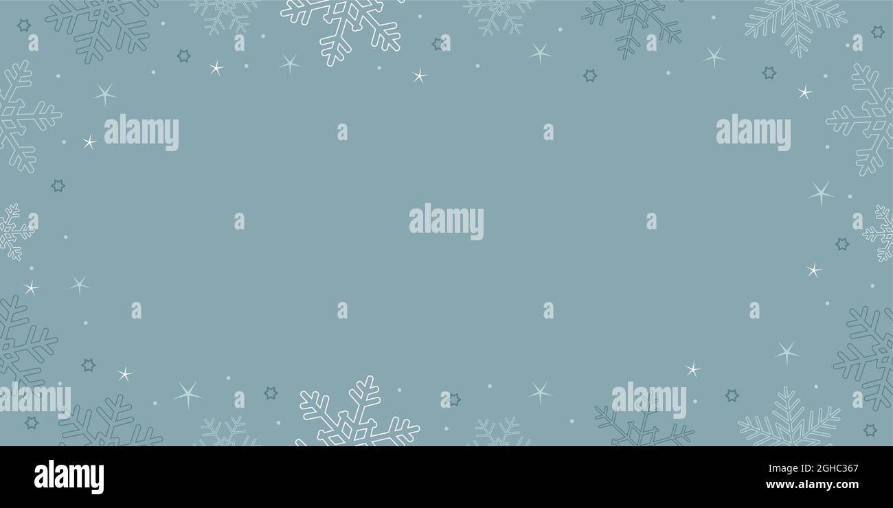 blue and grey christmas snowflake border background Stock Vector