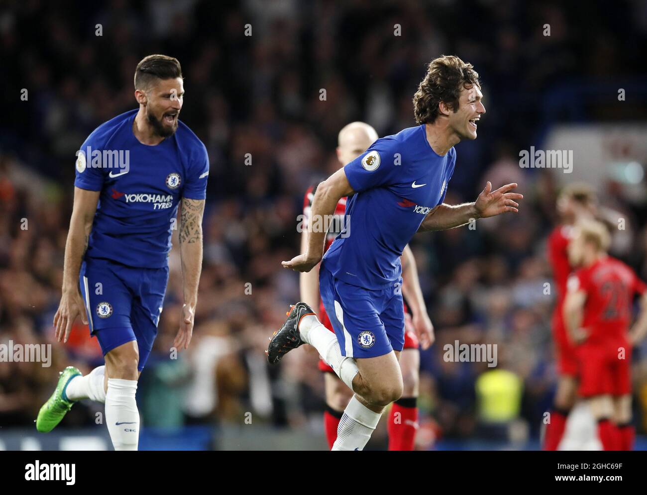 Chelsea's Marcos Alonso celebrates scoring his sides opening goal ...