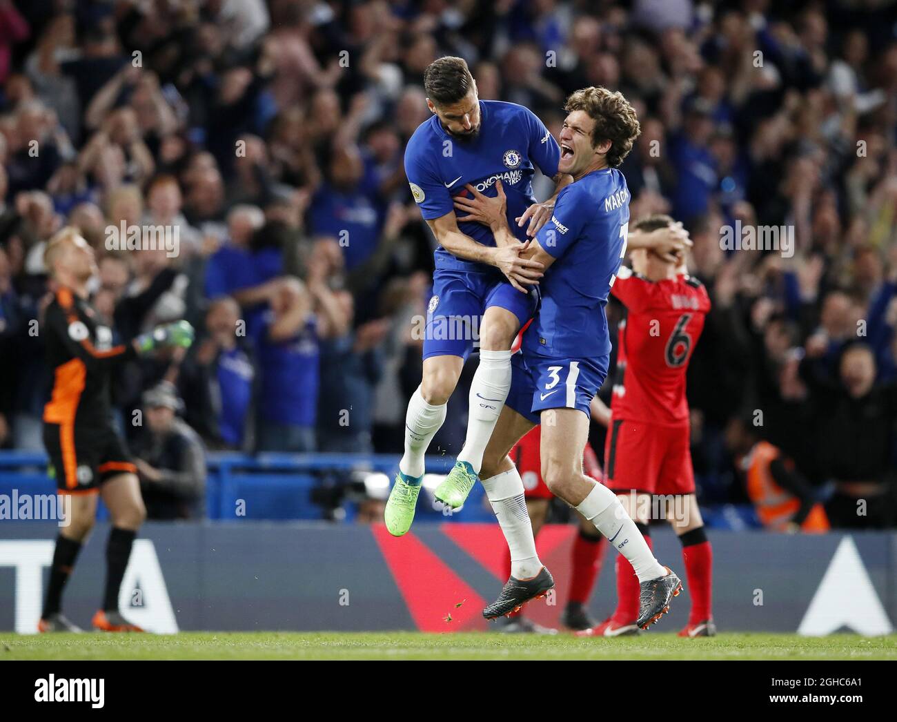 Chelsea's Marcos Alonso celebrates scoring his sides opening goal ...